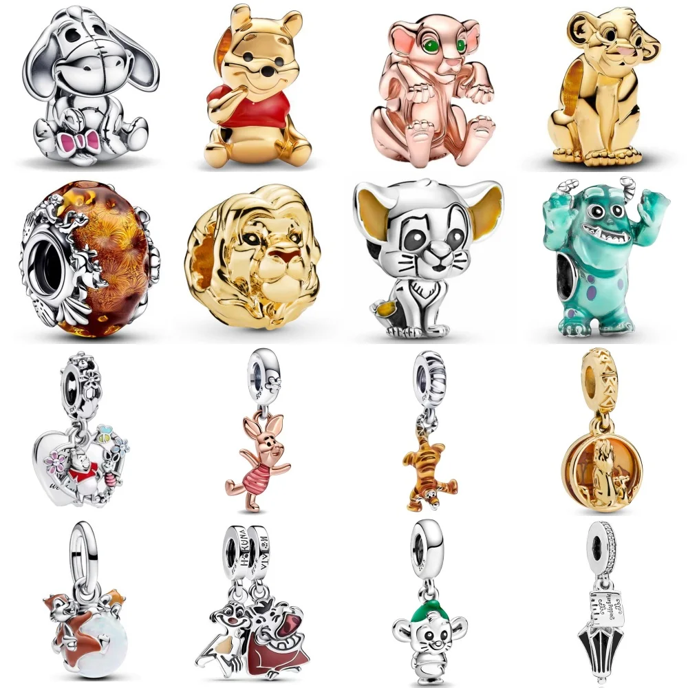 

Miniso Disney Tiger Lion Winnie The Pooh 925 Silver Exquisite Charm Bead Fit for Original Bracelet NecklaceDIY Women's Jewelry