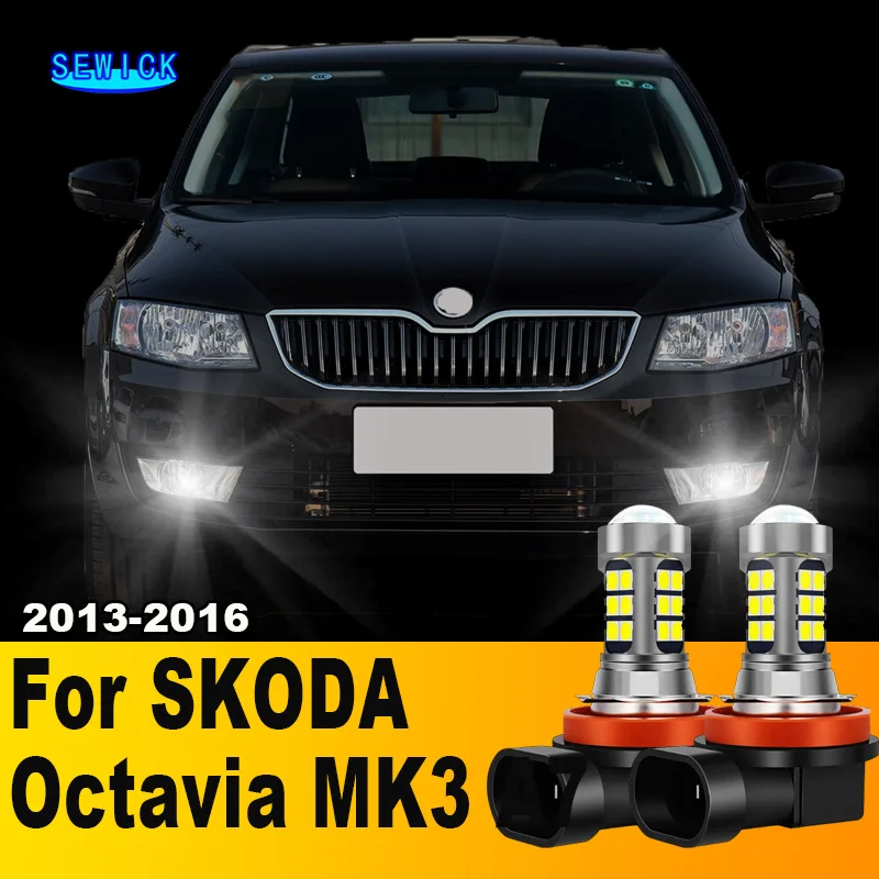 2Pcs LED Lamp Car Front Fog Light Accessories For SKODA Octavia MK3 A7 2013 2014 2015 2016