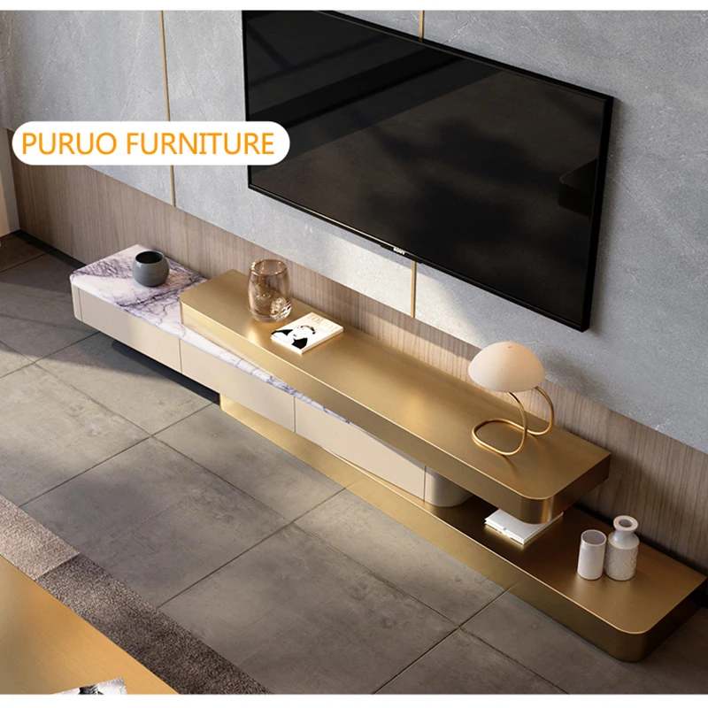 Modern Luxury Mirror Silver Living Room Furniture Stainless Steel TV Stand