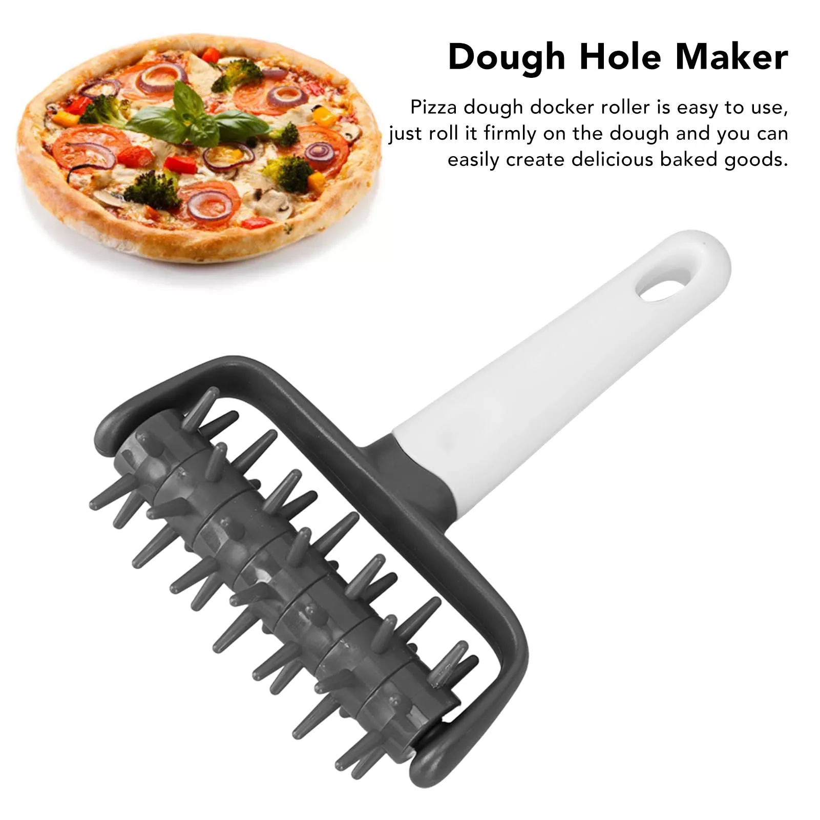 1Pc Pizza Dough Docker Roller Pin Wheel Hole Puncher Prevent Blistering Dense Pizza Docking Tool with Spikes for Home Kitchen