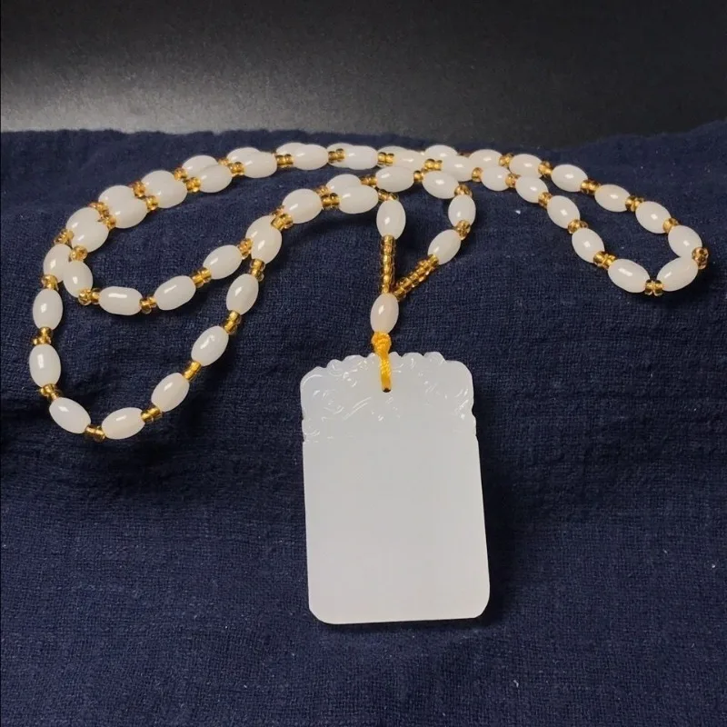 Sheep Fat White Jade Safety Pendant Can Be Worn By Both Men and Women with Jade Tags, Pendants, and Sculptors image 5