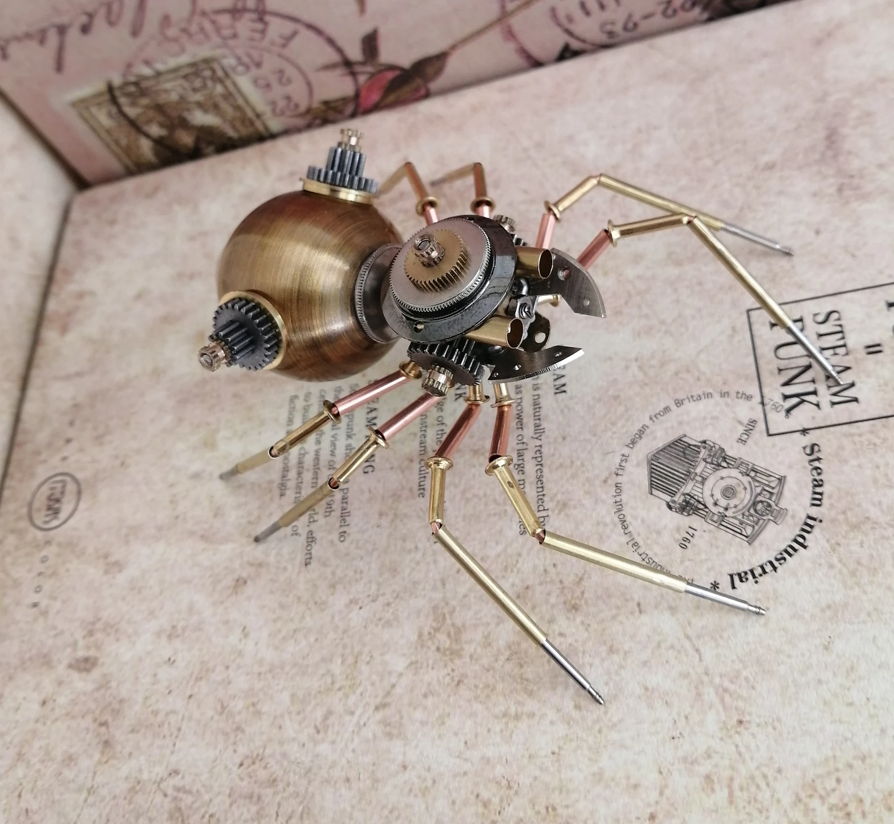 

3D mechanical insect steampunk wind mechanical spider all metal pure handmade small handicraft ornaments - Finished Product