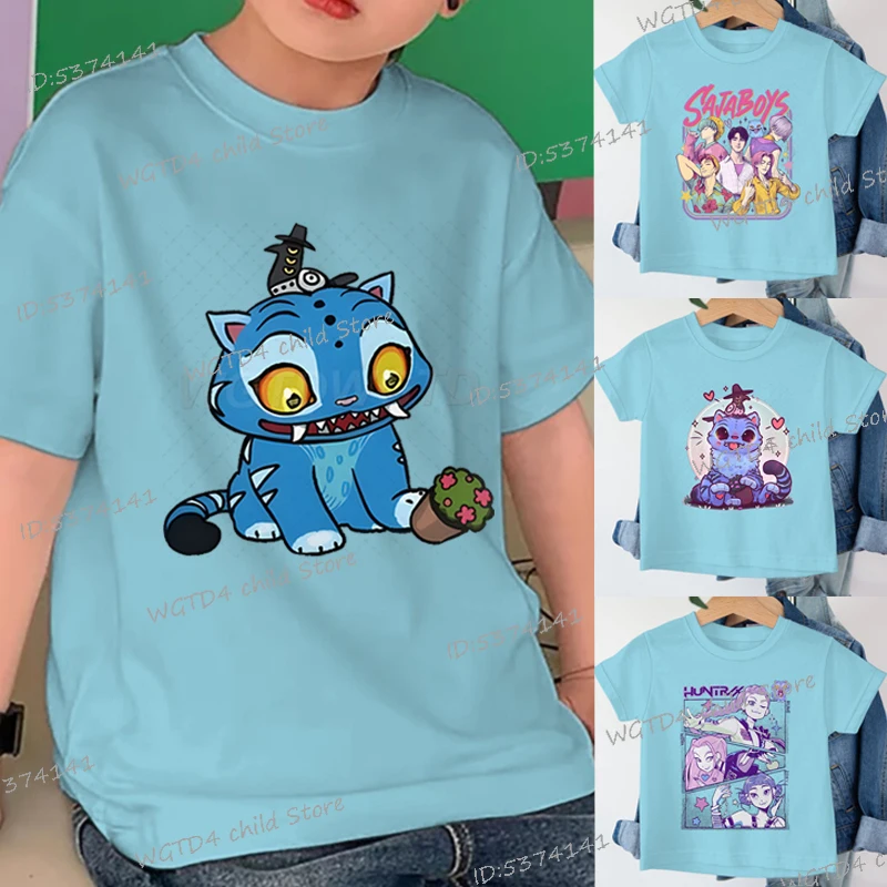 

Derpy Tiger Kpop Demon Hunters Рубашки Harajuku Мультфильм Аниме Футболка Мягкий хлопок Футболка для маленьких девочек и мальчиков Подарок фанатам Модные детские топы