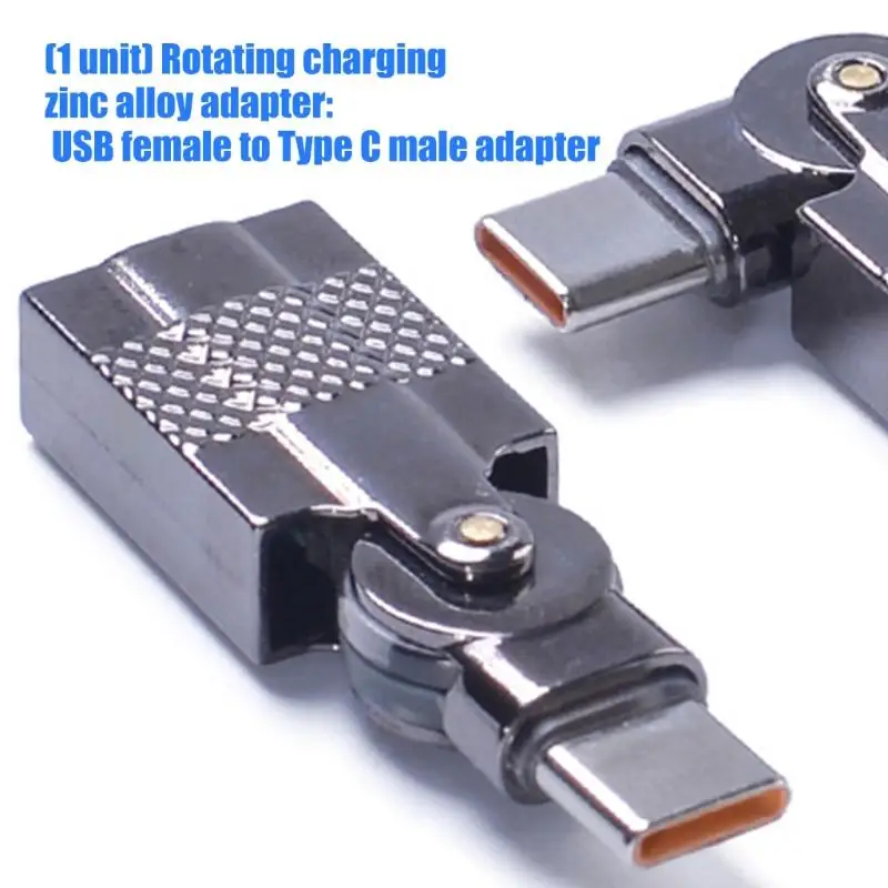 R53C High Performances USB To Type C Rotating Converter Alloy 180 Degree Rotating USB C Adapter For Tablet Laptops Full