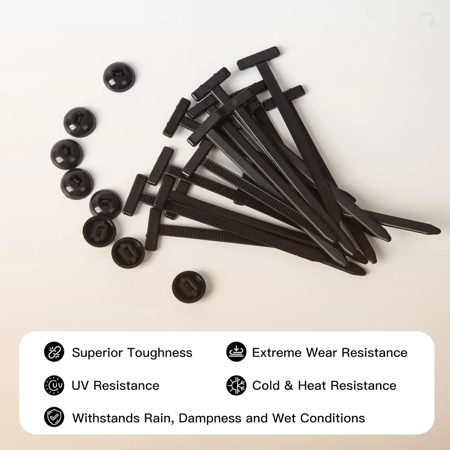 1000pcs Nylon Universal Cable Tie Buckle,  Heavy Duty Self-Locking Nylon Zip Ties Holder for Car Daily Repair