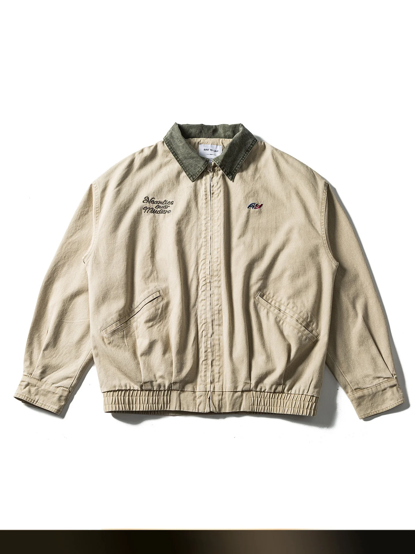 

American Retro Contrast Color Splicing Barn Sle Workwear Jaet Loose Couple Embroidery Detroit Outerwear Autumn Season