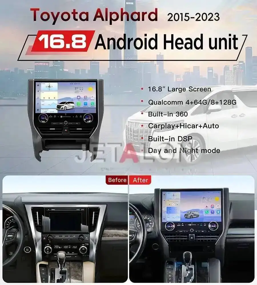 For Toyota Alphard 30 2015-2023 A30 Upgraded To 40 CarPlay Video Player GPS Stereo 4G WIFI 16.8inch All-new Car Radio Android