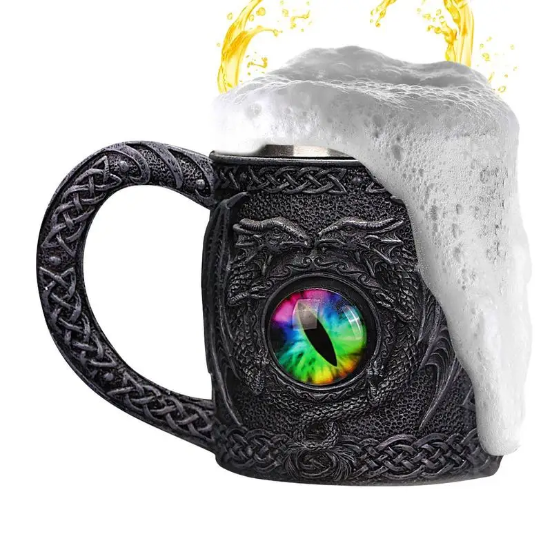 Dragon Beer Mug Norse & Celtic Men Mugs Dragon Vintage Beer Mug Sculpture Coffee Cups Tankard Wine Steel Drinkware  Mug Beer Cup