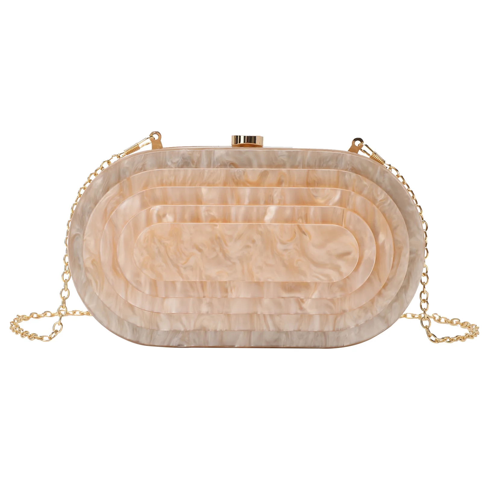

Ladies Fashionable Trendy Acrylic Single Shoulder Chain Marble Evening Clutch Bag in Vintage Shell Shape