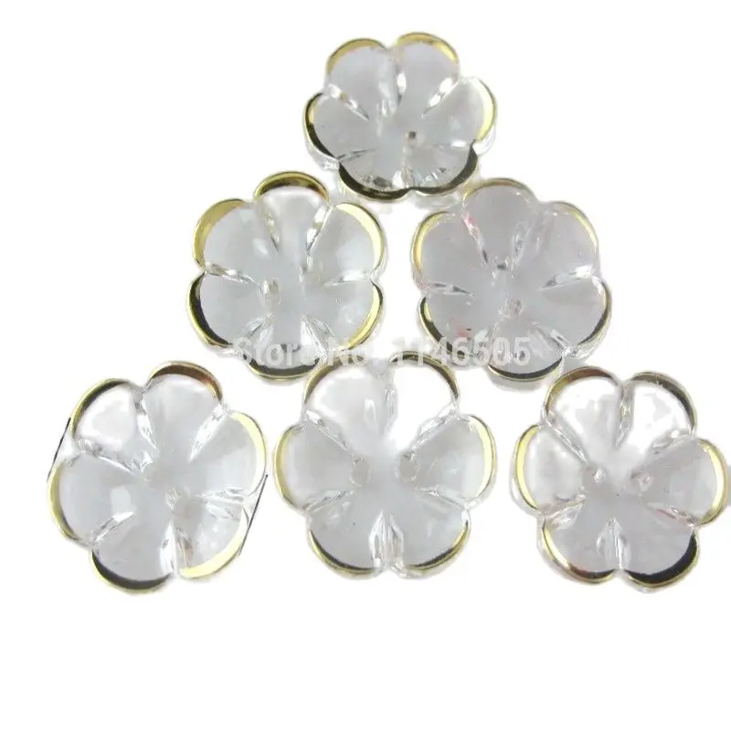 50pcs/lot Flower Acrylic buttons 15mm 2 holes crystal buttons for sewing garment scrapbooking accessory para artesanato