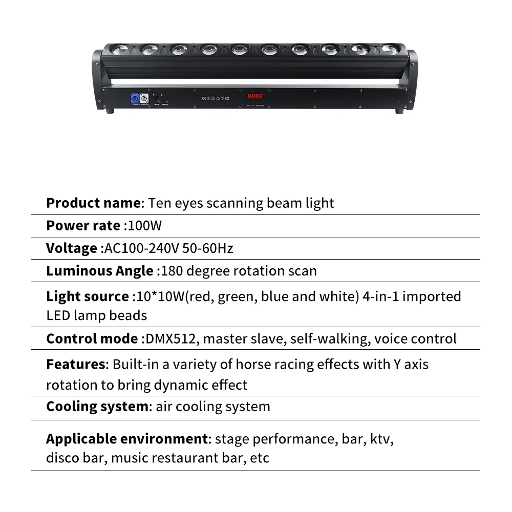 10x40W RGBW Moving Head Light DMX512 Controller DJ Disco Spotlight Wall Washing Beam Light Concert Party Stage Lighting Audience