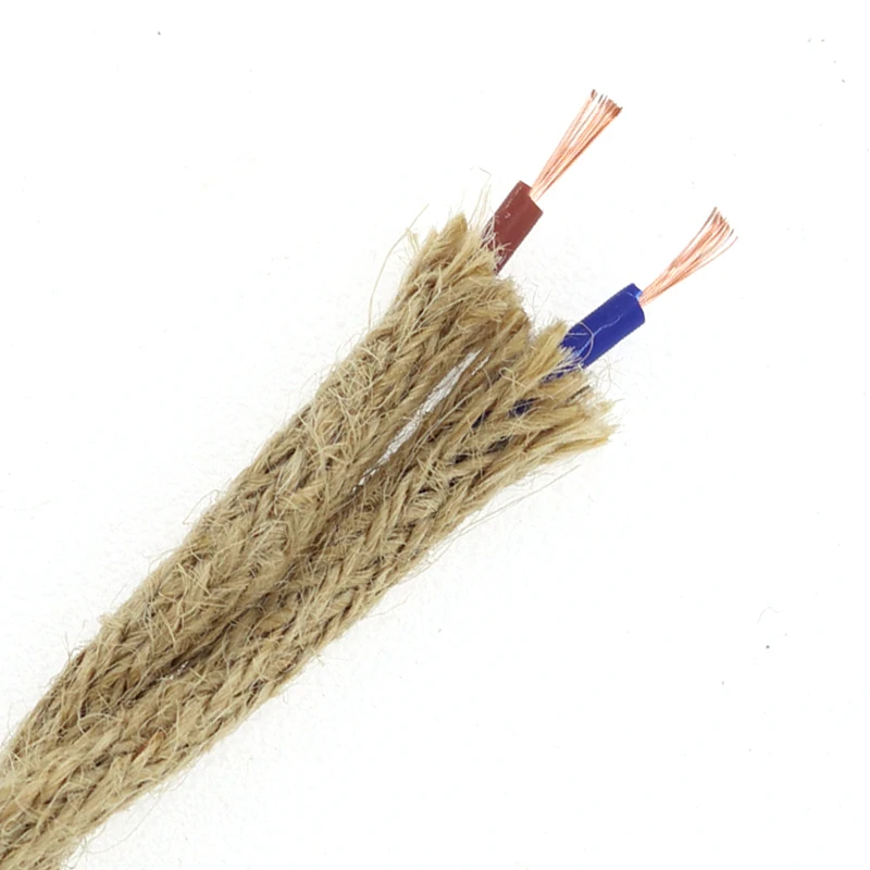 3M 5M 10M 2 Core Twisted Cable Hemp Rope Electrical Wire Retro Edison Style Copper Vintage Lamp Cord Textile Pendant Light Wire