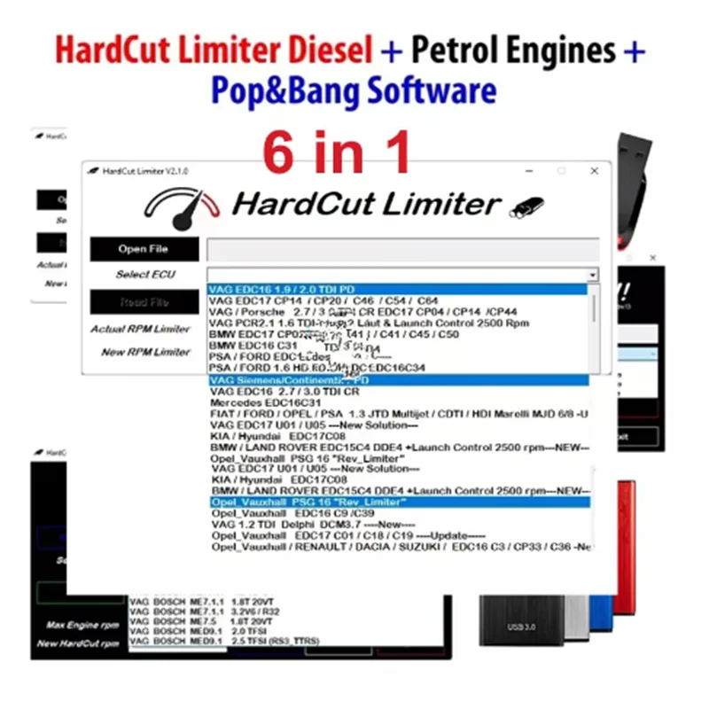 Newest Petrol Engines + HardCut Limiter Diesel +  Pop&Bang + HARDCUT LIMITER VMAX+ HotStartr + QLaunchr Software 6 IN 1 PACKAGE