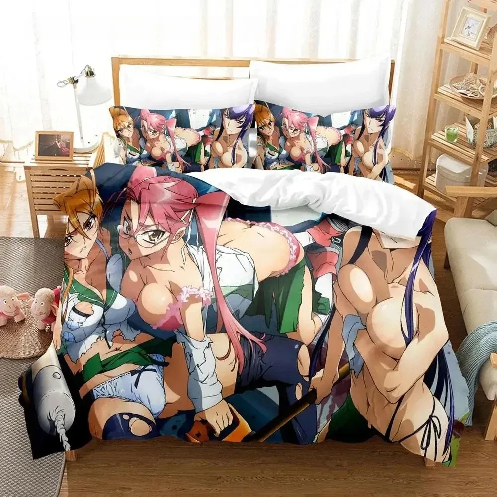 Cexy Girl Highschool Of The Dead Bedding Set Bedroom Soft Modern Bedspreads Comefortable Duvet Cover Quilt Cover And Pillowcase