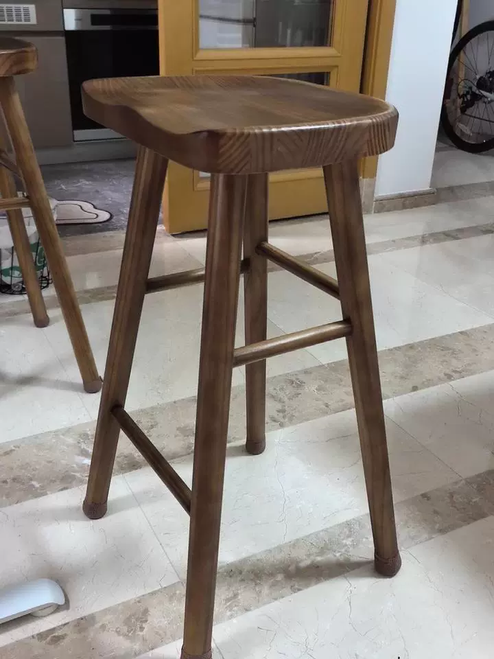 Nordic Commercial Bar Chair Solid Wood Dining Room High Stool Modern Simple Front Desk Cashier Bar Stool Furniture