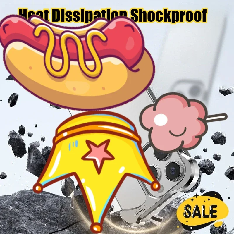

Rimless Metal Bumper Heat Dissipation Shockproof Phone Case for Iphone13 14 15 16Pro Max Simple Design Anti-drop Protector Cover