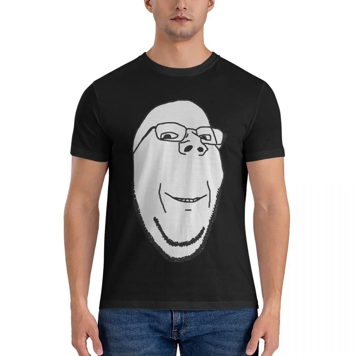 Smiling Wholesome Wojak Soyjak T-Shirt for Men Cotton Plus Size T Shirts Men\'s Short Sleeve O-Neck Summer Clothes Tops S-6XL