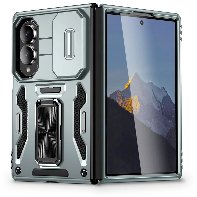 Slid Camera Protective Case for Samsung Galaxy Z Fold 8 Ultra Z Fold 7 6 5 Armor Hybrid Metal Ring Holder Cover