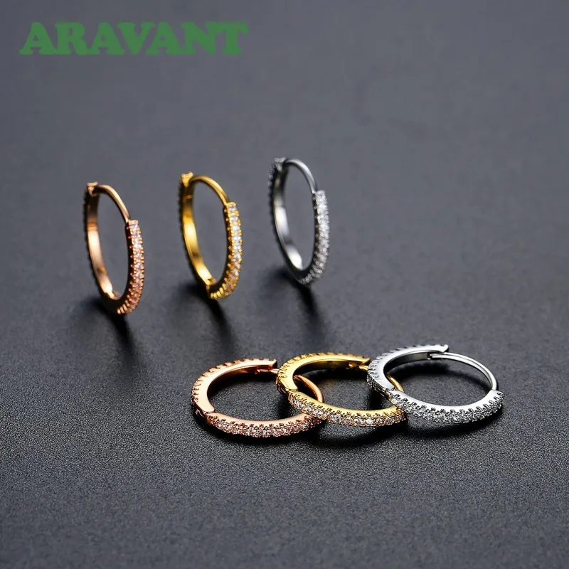 ARAVANT 925 Silber Einfache Roségold-Zirkon-Creolen für Damen und Mädchen, Partyschmuck – Detail 4