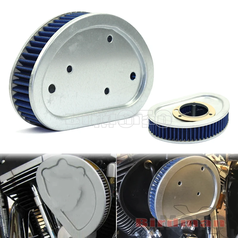 Motorcycle High-Flow Air Filter Air Cleaner Blue For Harley Dyna Street Fat Bob Super Glide Custom FLD FXD FXDF FXDB FXDC 08-15