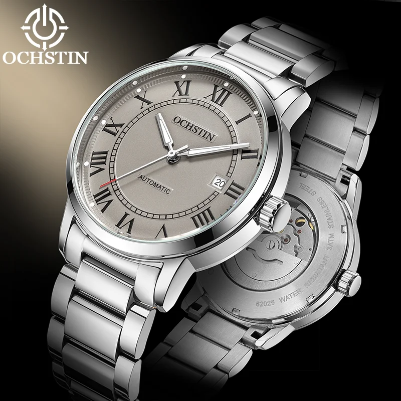 OCHSTIN Man Master Timepiece Automatic Self-winding Mechanical Movement Watches Ventilated Comfy Metal Wristband Male Clock