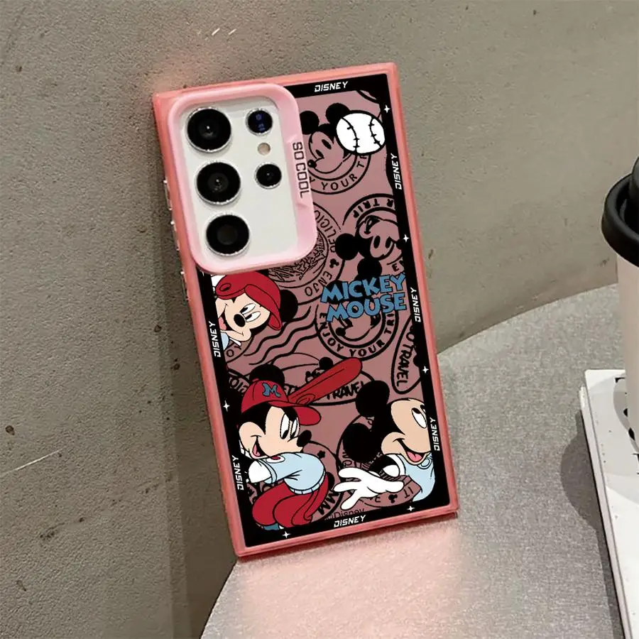 ディズニーミッキーとミニーマウスの電話ケース,サムスンギャラクシーs25,s23 ultra,s20,s24 fe,s22,s21 plus,note 20