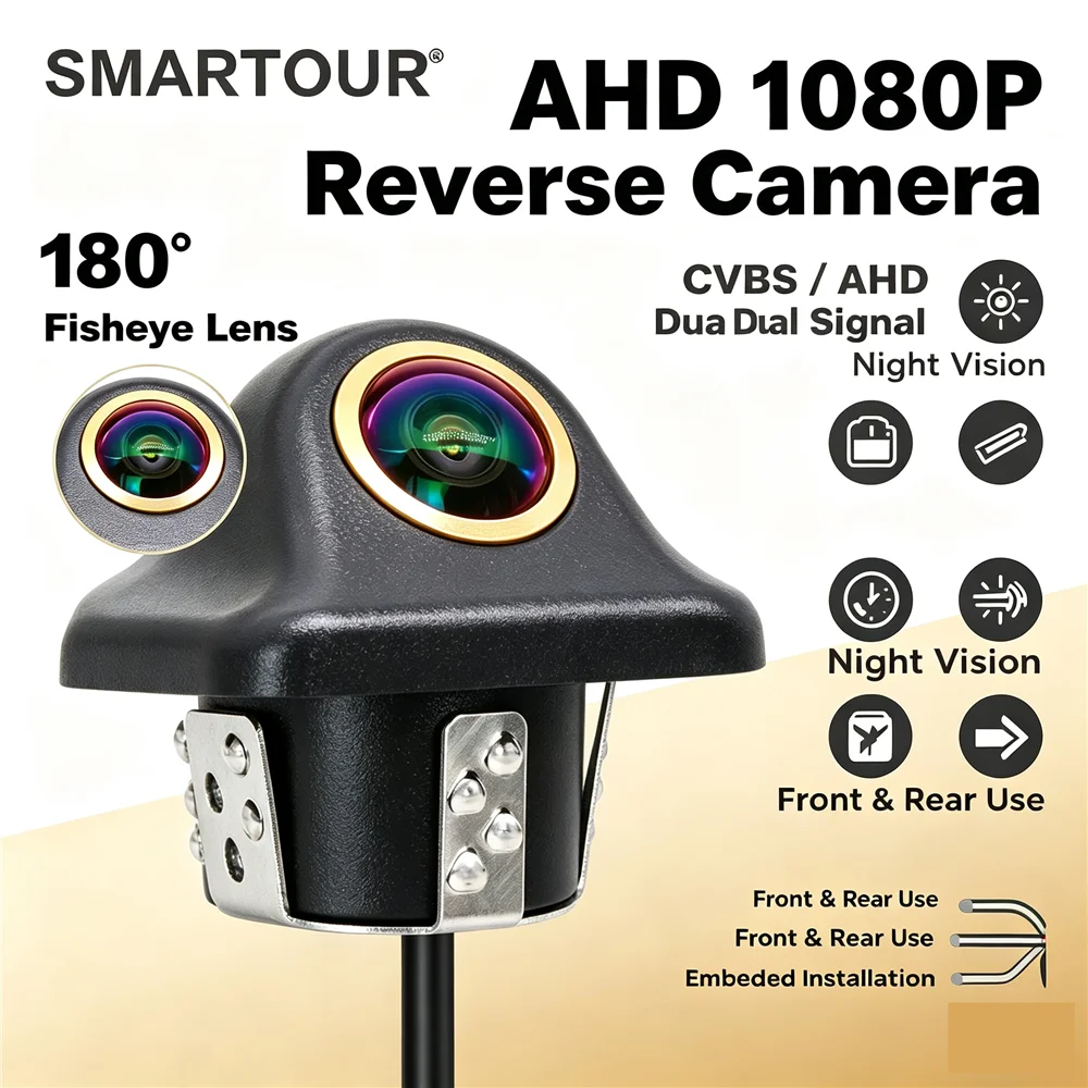 Drill Mount AHD 1080P Car Reversing Camera Starlight Night Vision Waterproof Front/Rear View Switchable CVBS Parking Line Camera