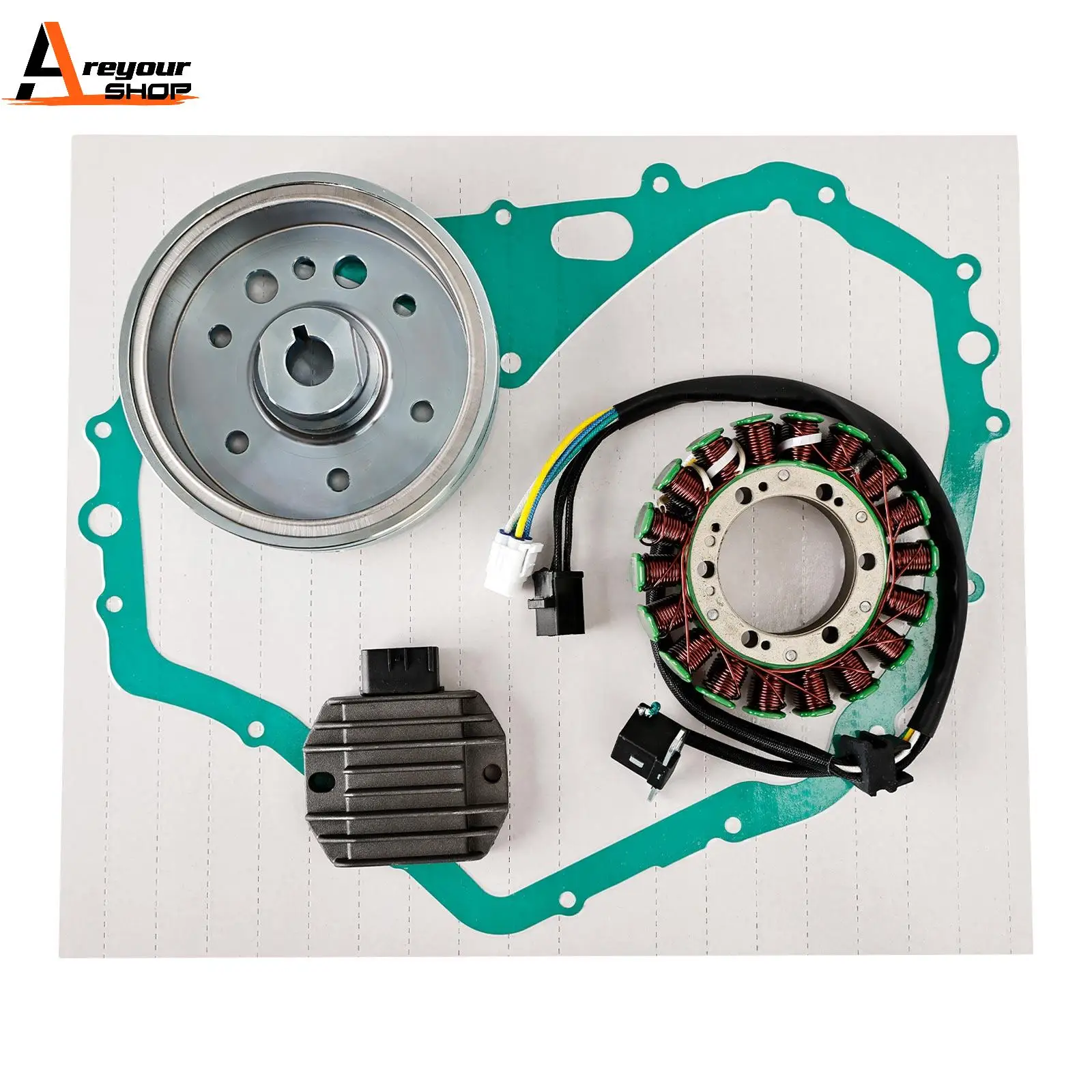 

Areyourshop Flywheel Rotor Stator Regulator & Gasket for Suzuki Eiger 400 Manual 2002 2003 2004 2005 2006 2007