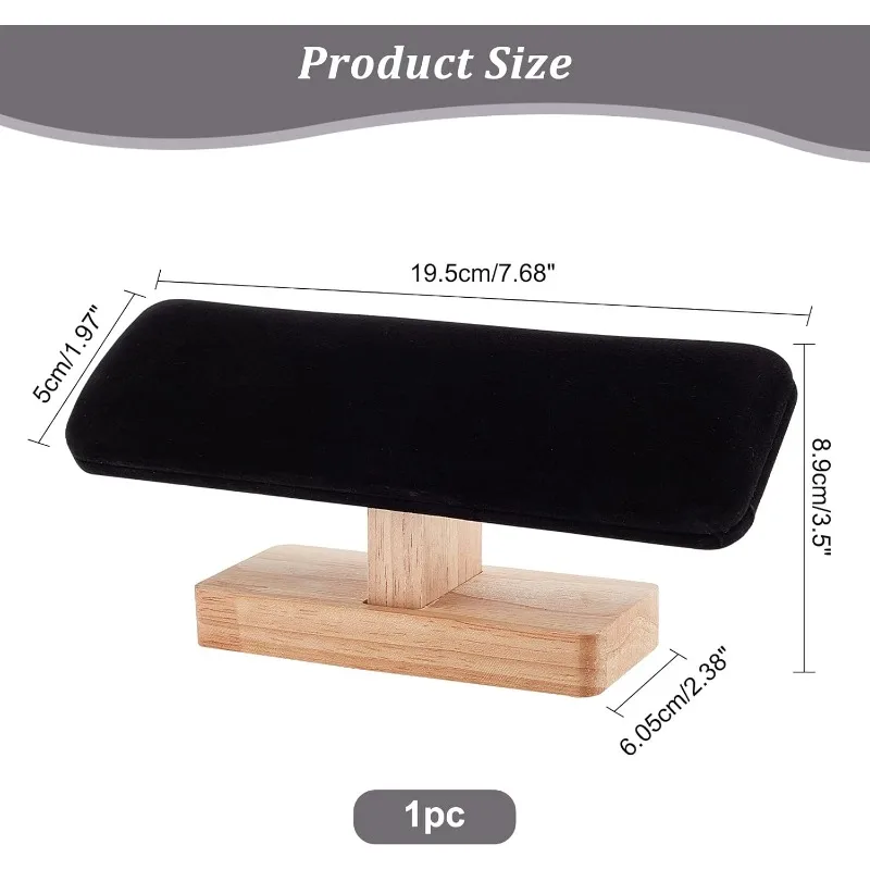 1pc Wooden Watch Display Stand Black Velvet T-Bar Bracelet Holder Jewelry Organizer Stand Removable Bangle Pendants Anklet Tower