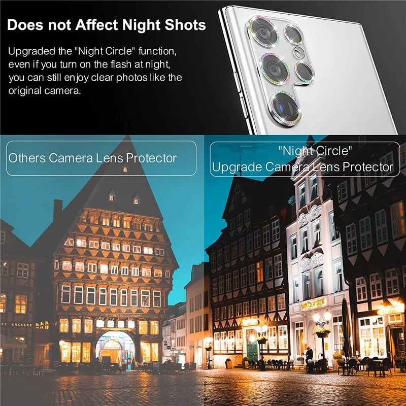 Bling Glitter Diamond Camera Lens Protector for Samsung Galaxy S22 Ultra S23 Plus S23Ultra S23Plus Tempered Glass Full Cover