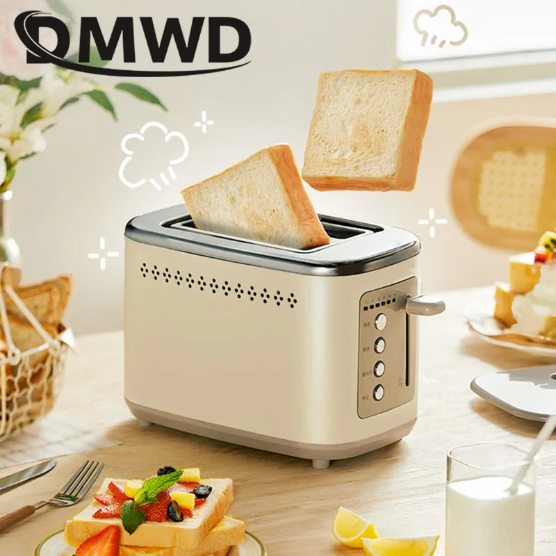 Household Electric Toaster Automatic Baking Bread Oven Sandwich Maker Heater Warmer Breakfast Machine 2 Slices Slots Toast Grill