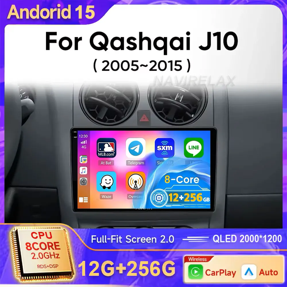 

Автомобильный радиоприемник Android 15 для Nissan Qashqai J10 2006-2013, мультимедийный плеер, стерео GPS Carplay, авто 4G, головное устройство 2 din без 2 din BT