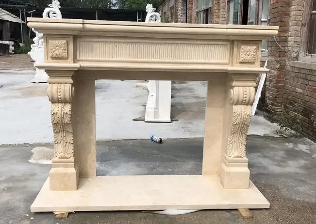 Freestanding Decorative Indoor Carrara Marble Mantel Antique French Fireplace