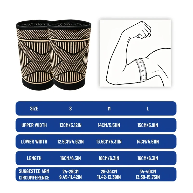 1pcs Copper Fiber Upper Arm Guards, Bicep And Tricep Support Sleeves, Graduated Compression, with Anti-slip Strips, High-elastic