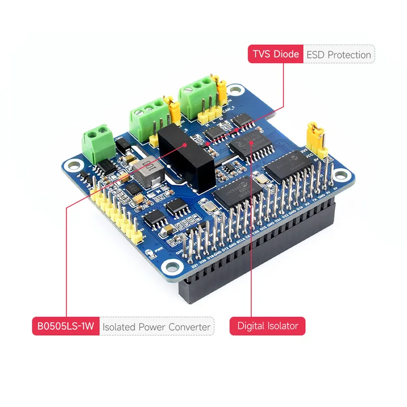 Imagem -04 - Framboesa Isolado Pode Transportar o Chapé da Expansão Solução Dupla das Microplaquetas Multi Proteções Incorporados o pi 2-channel da