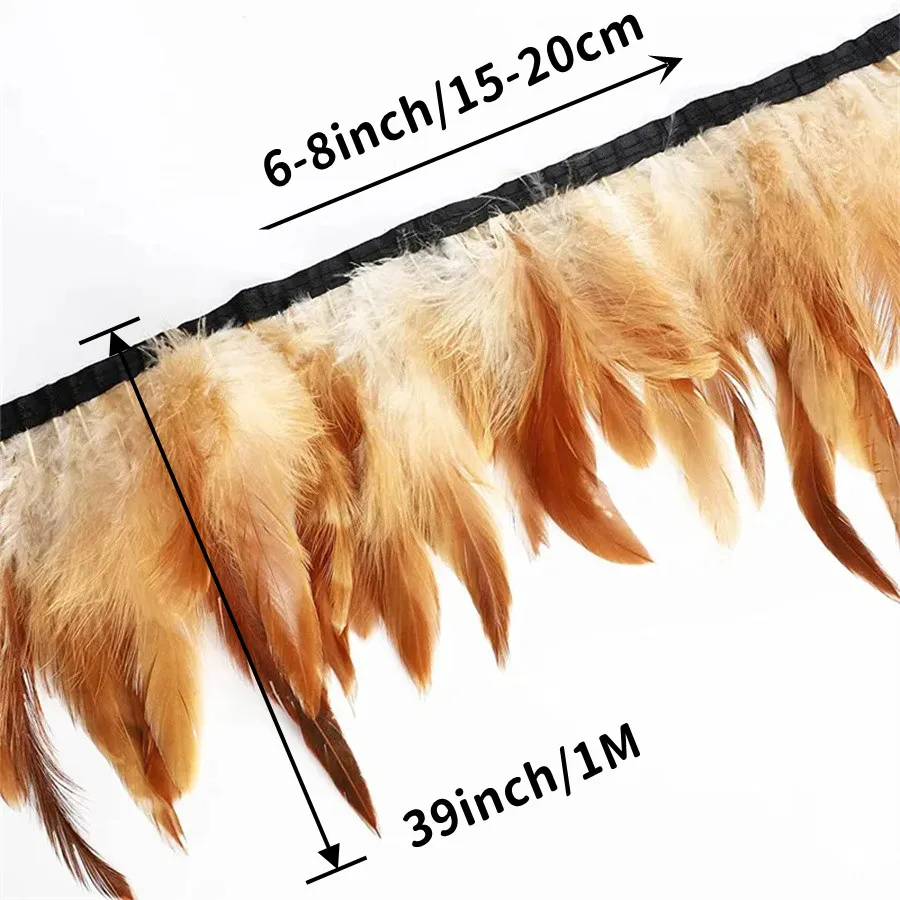 10M 15-20cm Black Rooster Feathers Trim Ribbon Crafts DIY Headwear Clothing Accessories Colored Feathers Handmade Party Decor