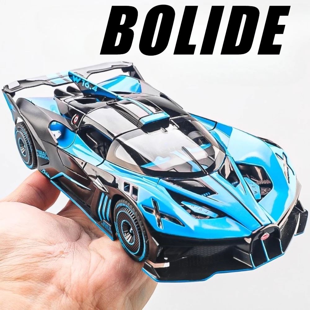 1:24 스케일 볼라이드 아틀란틱 자동차 모형 장난감 금속 차체 문 열림 후진 기능 음악 조명 차량 모형 남자아이 생일 선물