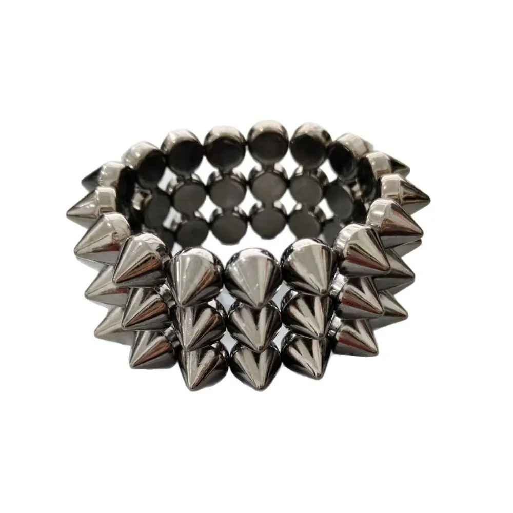Vintage Triple Layer Stud Spiked Y2K Punk Bracelet Wide Band Goth Accessories Chunky Bracelet Cool Jewelry Bracelet Cool Jewelry