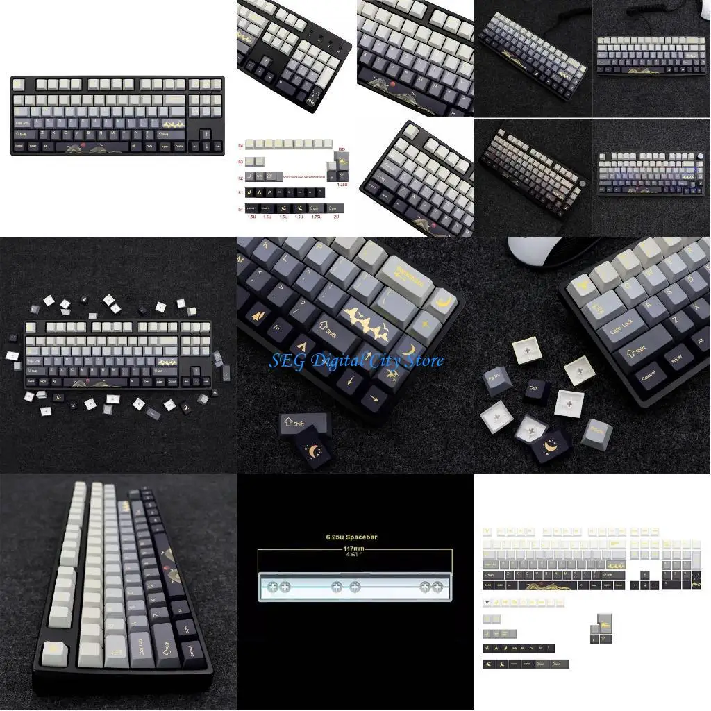 

U75B 136 Keys KeyCap Механические клавиатуры клавишные клавиши Keycaps Cherry-Profile Day для