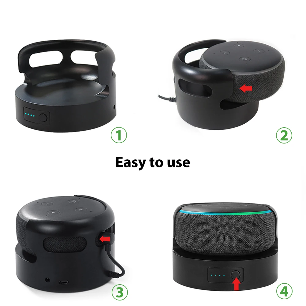 Imagem -05 - Echo Dot 3ª Base de Bateria Grande Capacidade Bateria Externa Recarregável Carregador Portátil Make Your Alexa Preto Branco