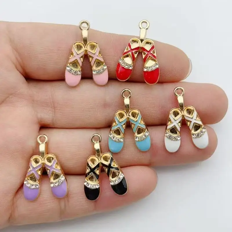 10 Stück DIY Schmuck Legierung Emaille-Accessoires Modische Schuhe Ballettschuhe Schmuck Ohrringe Armband Anhänger Handgefertigter Anhänger