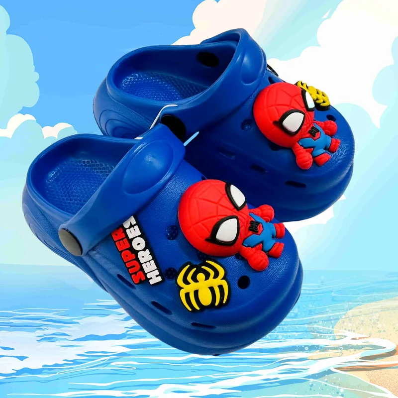 

Disney Spider-Man Cave Shoes Kids Boys Girls Outdoor Beach Shoes Baby Anti Slip Cartoon EVA Blue Slippers Size 15-20cm
