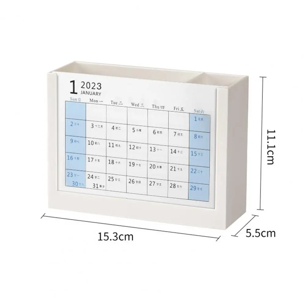 1 Set Schreibtisch Kalender 2 Fächer Austauschbare Papier 2023 Kreative Stift Halter Desktop-Organizer Schule Liefert