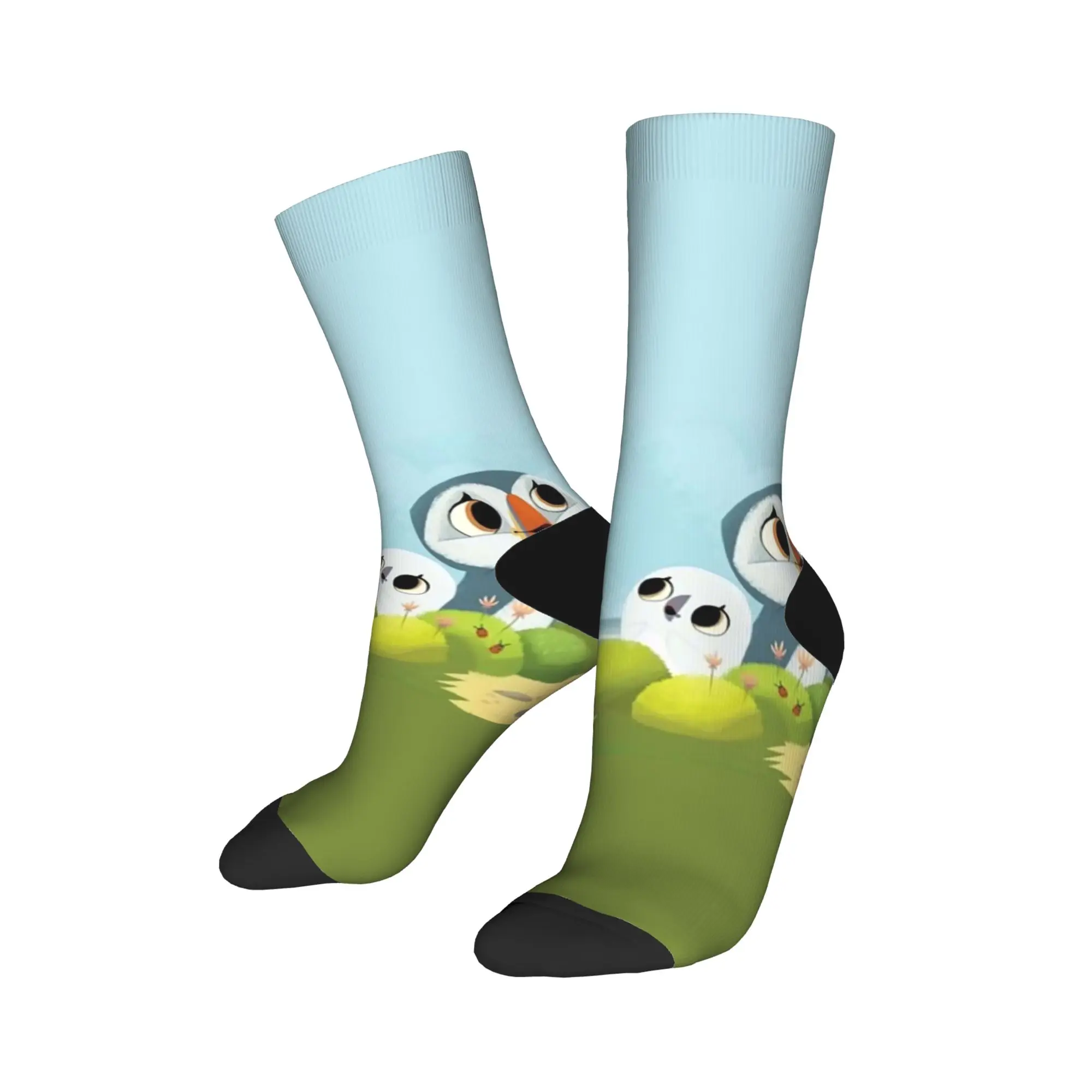 جوارب Puffins Rocks جوارب جرافيك مضادة للعرق للجنسين جوارب رجالية متوسطة ناعمة للخريف جوارب تسلق كاواي