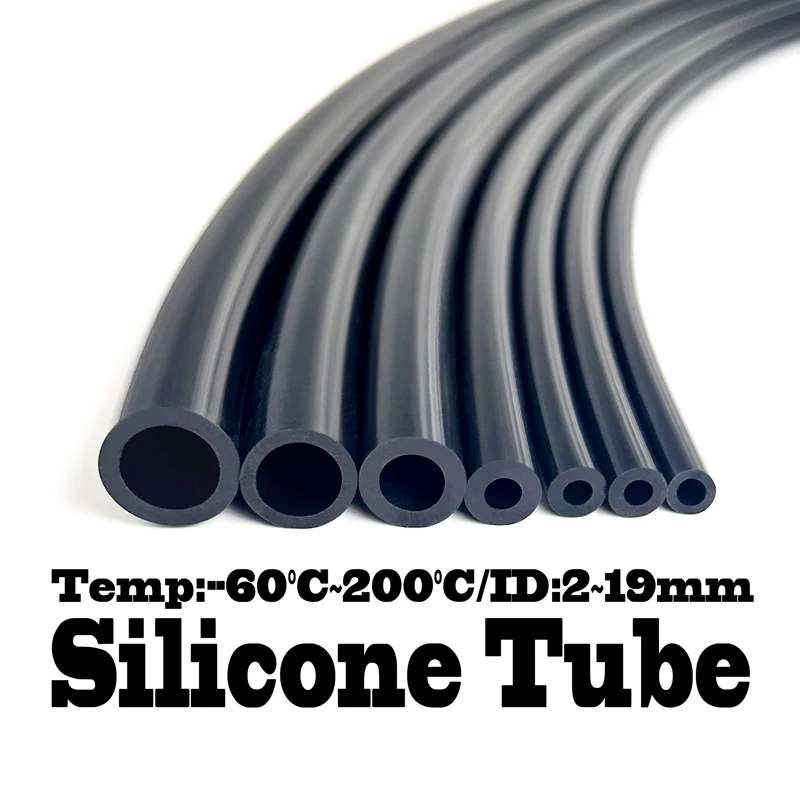 

1Meter -60 ~200 DegrHeat Resistant I.D 2~19mm Black Flexible Silica Gel Pipe Aquarium Air Pump Soft Rubber Silicone Hose