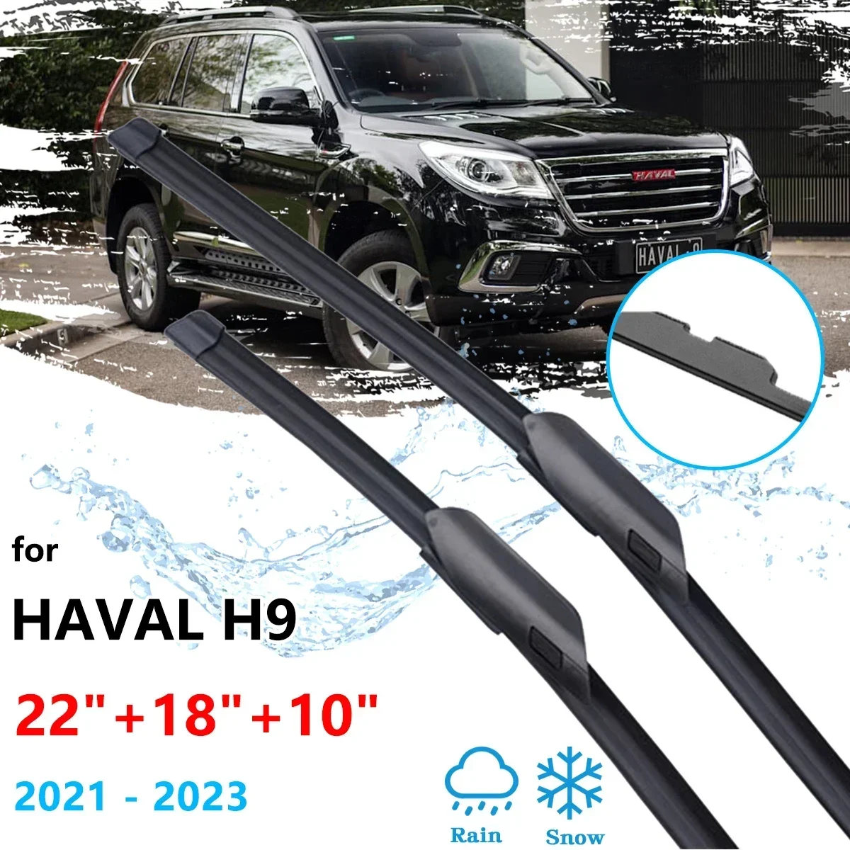 For Haval H9 2021 2022 2023 Front Rear Wiper Blades Cutter Rubber Brushes Cleaning Window Windshield Windscreen Auto Accessories