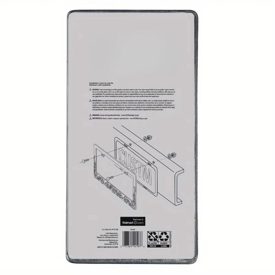 Selbstfahrender universeller Nummernschildrahmen – glänzende Blumen, einfach zu installieren, Demontage