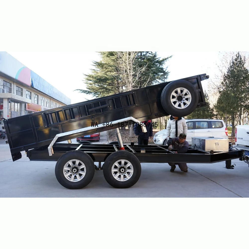 Electric Brake Hydraulic Aluminum Dump Trailer Shipped in 7 Days Stock Farm Trailer Black  2025 New 2 Axle 5800kg Load Capacity