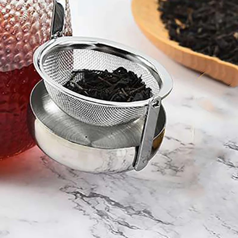 Coador de chá com malha fina, suporte solto do chá, acessórios do chá, infusor, chá íngreme, xícara de chá