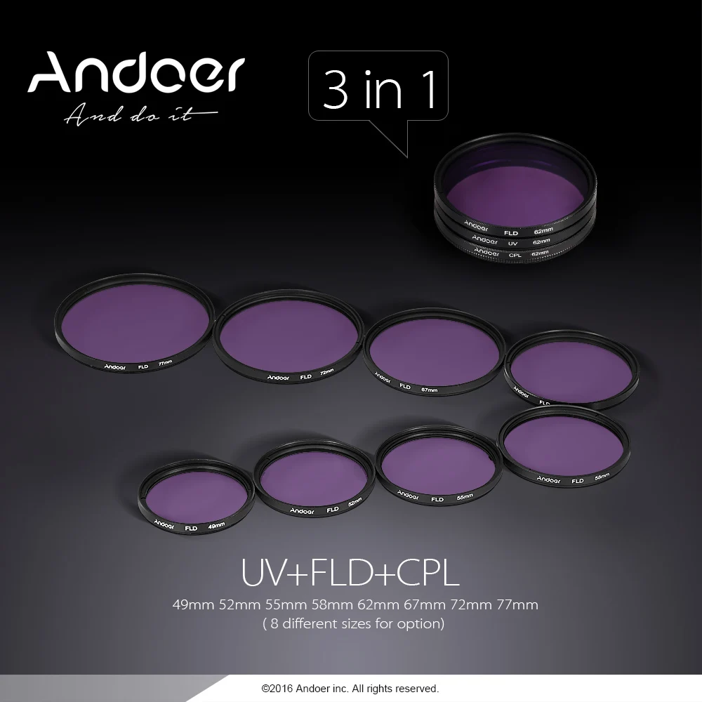 49mm Filter Kit (UV+CPL+FLD) + Nylon Carry Pouch + Lens  + Lens  Holder + Lens Hood + Lens Cleaning Cloth CPL filter
